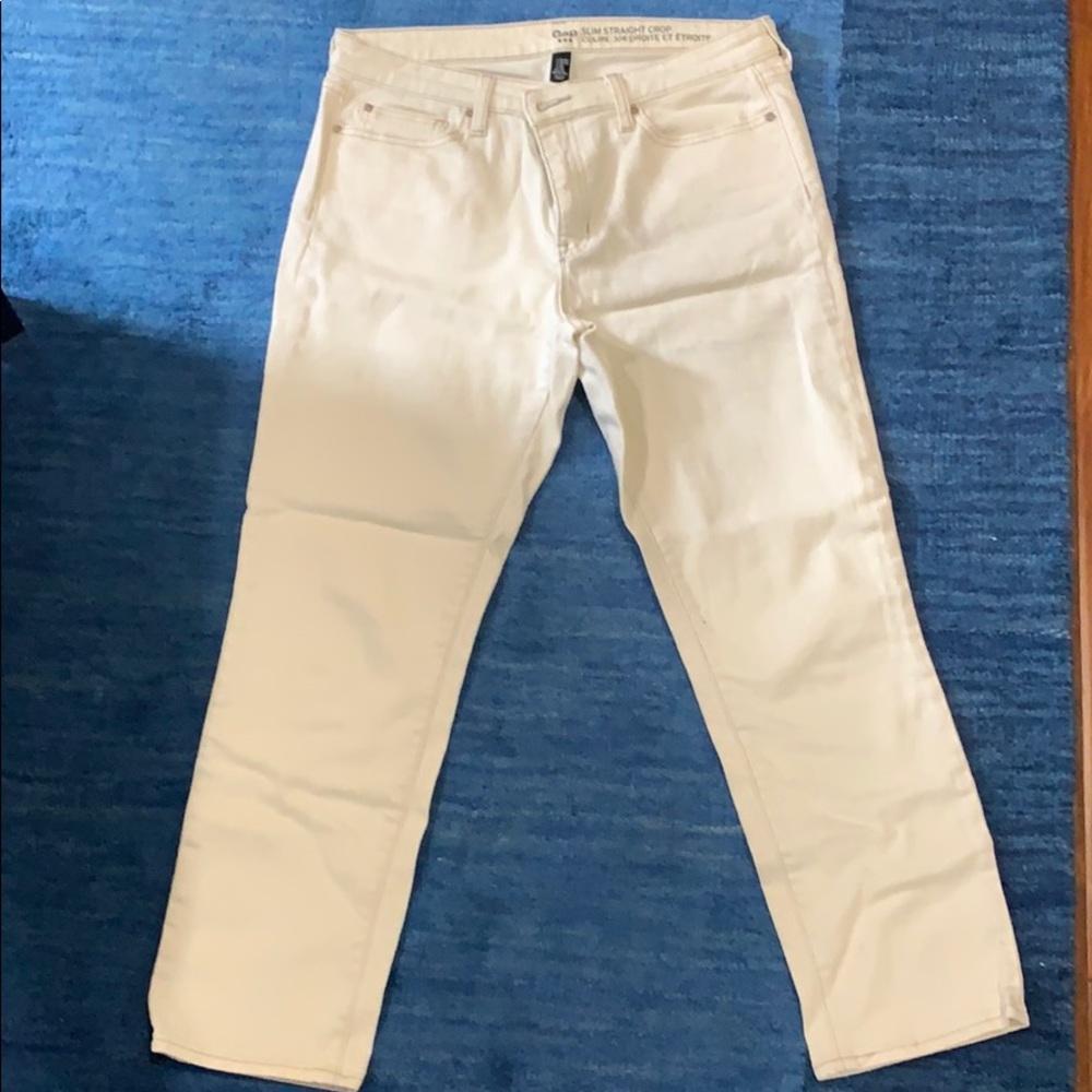 Gap Cropped Straight White Jeans